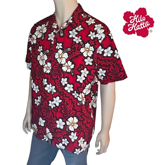 Hilo Hattie Vtg Hawaiian Tiki Shirt Full Button Front handsome colour mix NWOT - Picture 14 of 16